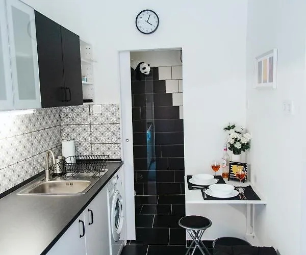Black & White With A Gift Soft Panda Apartament
